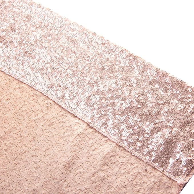 SquarePie 5x7ft Rose Gold Sequin Backdrop, High Density Non-Transparent Glitter Curtain for Photography, Birthday, Wedding Party Decorations, Thick Solid Background with 4" Rod Pocket, 1 Panel