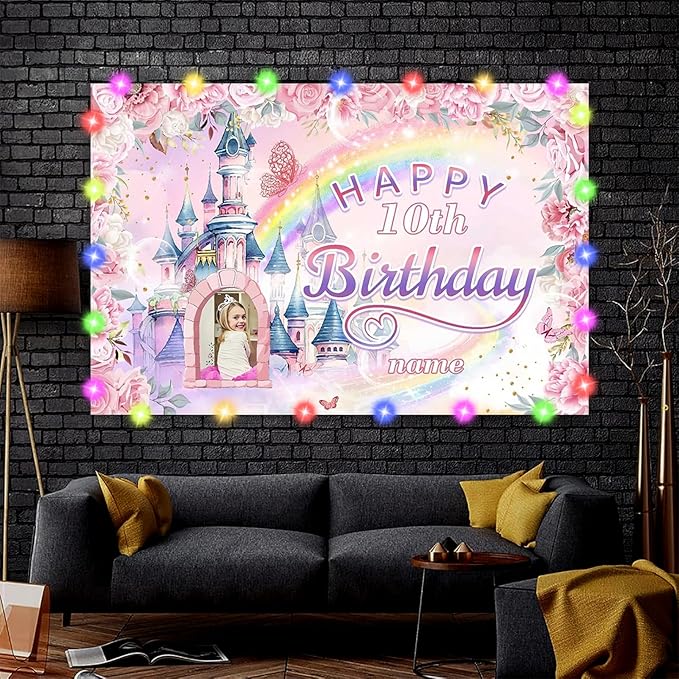 Custom Princess Party Decorations Banner,Personalization Princess Carriage Birthday Decorations Supplies