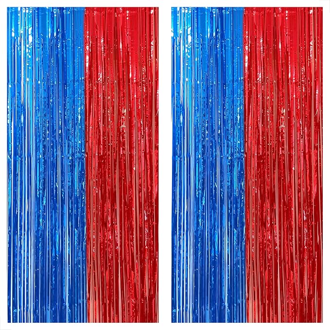 KatchOn Xtralarge Streamers - Red & Blue, 8x3.2 Feet | Fringe Curtain, Party & Carnival Decorations - Circus Theme