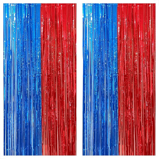 KatchOn Xtralarge Streamers - Red & Blue, 8x3.2 Feet | Fringe Curtain, Party & Carnival Decorations - Circus Theme