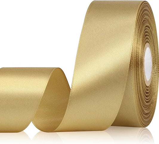 Champagne Gold Ribbon 1-1/2 Inch 30 Yards Gold Satin Ribbon for Floral Bouquets Wedding Gift Wrapping Crafts Hair Christmas Party