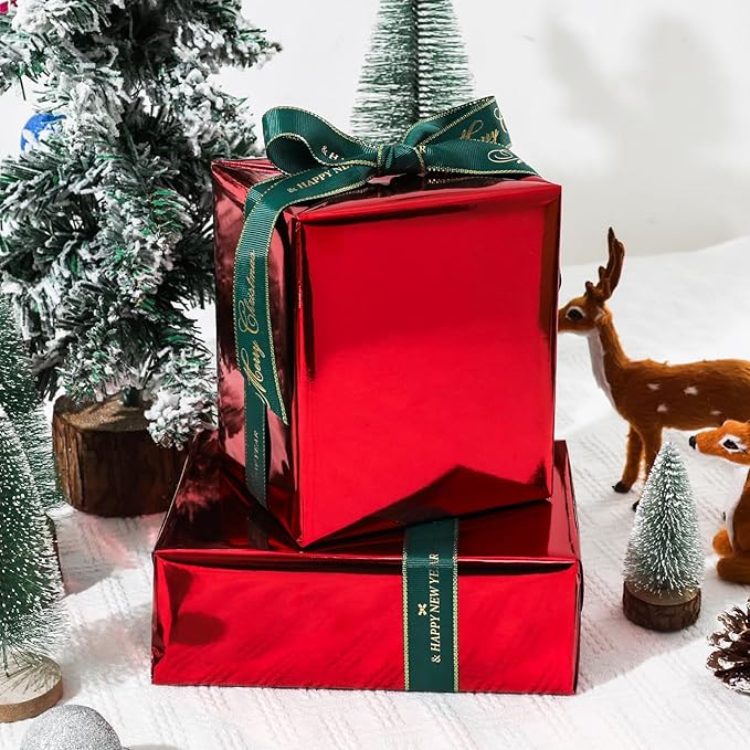 NESCCI Red Metallic Wrapping Paper, Solid Color Paper,Gift Wrapping Paper,Perfect for Wedding,Valentine's Day,Birthday, Christmas,Baby Shower,DIY Bouquet (17 Inches X 32.8 Feet)