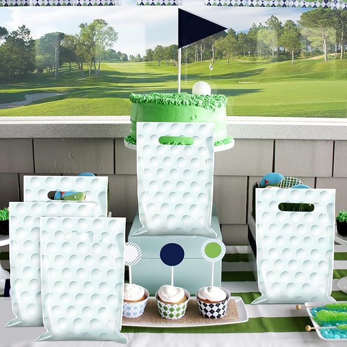 50 Pieces Golf Gift Bags with Handle, Plastic Treat Candy Bag Sport Favor Bags For Kids Birthday Party Decoration Supplies