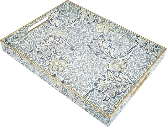 Rectangle Plastic Serving Tray with Handles, Elegant Decorative Tray for Coffee Table, Ottoman, Living Room, Kitchen, and Outdoor Use. 12"*16"*1.6" F