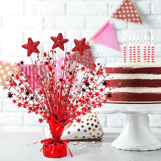 Wenqik 6 Pcs Graduation Table Centerpiece Party Decoration Spray Centerpiece Foil Star Centerpieces Table Decorations for Party Event Anniversary Memorial Dining Holiday Celebration(Red)