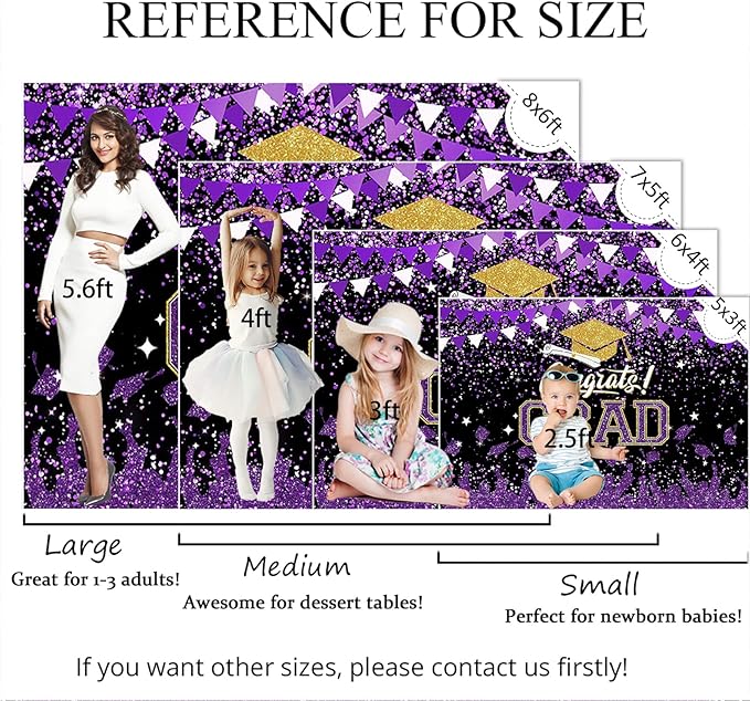 Mocsicka Graduation Party Decorations 2026 Congrats Grad Backdrops for Photography Bachelor Cap Congratulations Grad Photo Backdrop Graduation Prom Party Supplie (Purple, 10x8ft(120x96 inch))