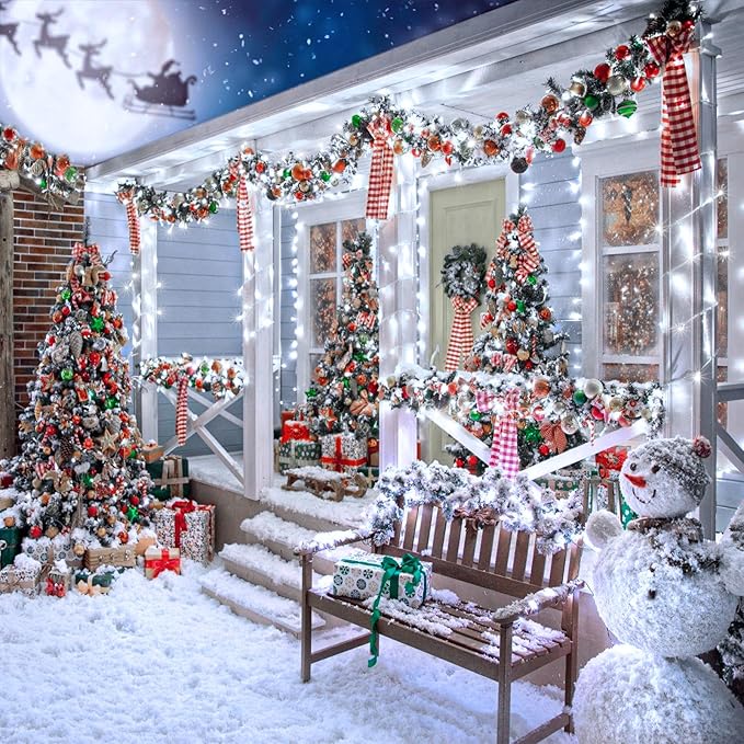 400 LED White Christmas Lights Outdoor 132ft White Christmas String Lights Clear Wire 8 Modes Plug in Twinkle Fairy Lights for Bedroom Wedding Christmas Tree Decorations
