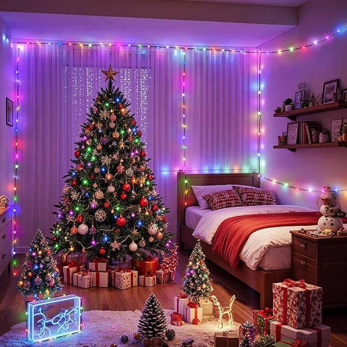 Larkvue 492FT 1500 LEDs String Lights with Remote, Dimmable 8 Modes Timer & Memory Function Fairy Rope Lights for Christmas Holiday Party-Multicolor