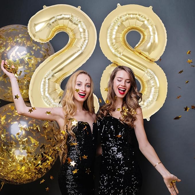 Champagne Gold Large Number 8 Balloon, 40 Inch Light Gold Foil Helium Number Balloons, Giant Mylar Number 8 Balloons for 8 Years Old Birthday Party Anniversary Decorations