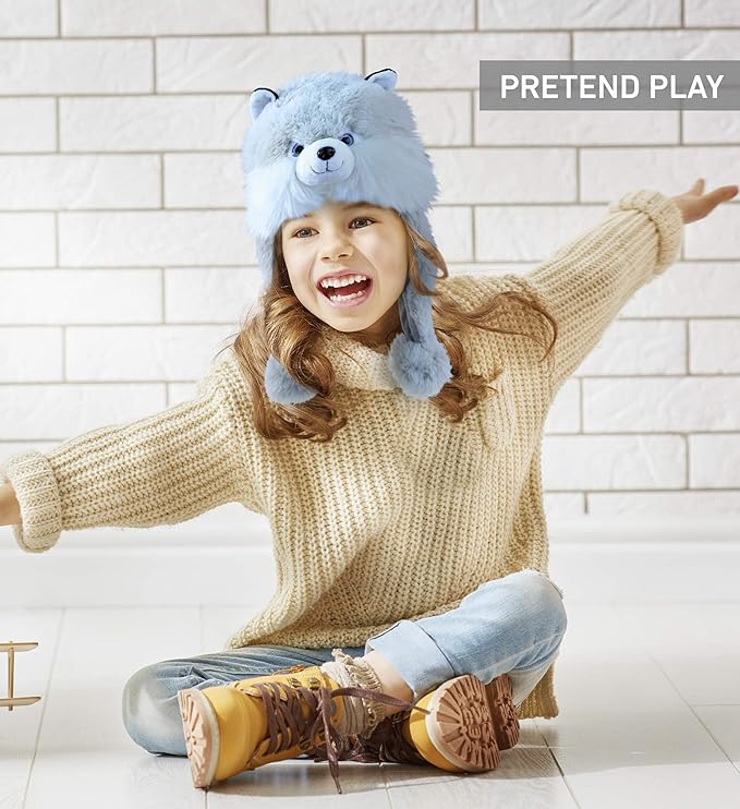 DolliBu Plush Hat – Super Soft Fleece Stuffed Animal Beanie with Ear Flaps, Cozy Warm Winter Hat for Kids – One Size
