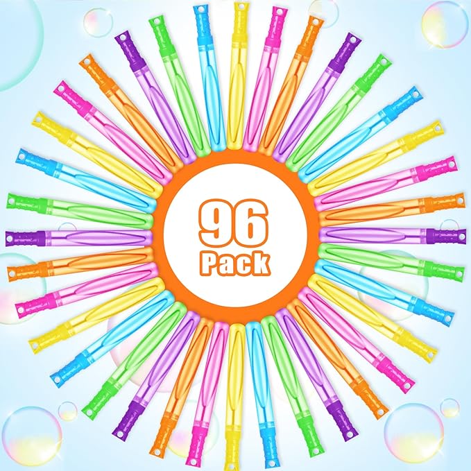 96PCS Bubble Wands for Kids,Bulk Bubble Wand for Kids Party Favor, Bubble Maker for Party Favor,Birthday,Goodie Bags, Wedding, Carnival Prizes, Summer Outdoor Toy Gifts, Assortment 6 Colors