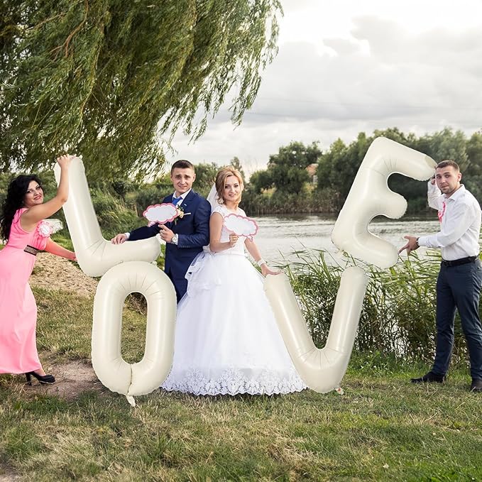 Cream Name Balloon Letters, Large Mylar Helium Alphabet L Custom Balloon Letter Beige Decor, 40 Inch Inflatable Sand White Letter L Foil Customize Balloons for Girls Birthday Party Decoration Supplies