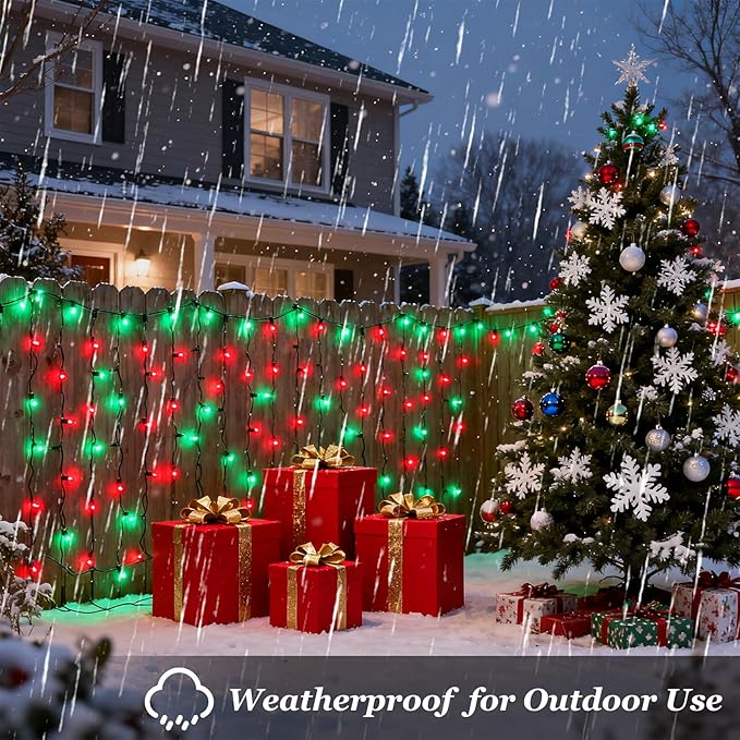 750 LED 240FT Red & Green String Lights, 75FT Green Wire Fairy Lights with 12 Modes Dimmable Timer, Spring Decorations for Home, Christmas Lights Outdoor for Spring Summer Birthday Party Decorations