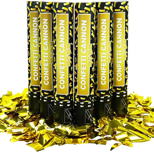 Confetti Cannon Gold Party Poppers - 6 Pack 12 Inch Confetti Poppers for Wedding Celebration Birthday Party Celebration Baby Shower Decorations Christmas New Year Graduation