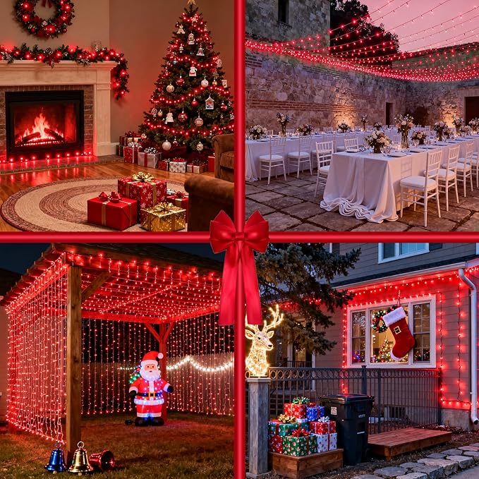 300 LED Valentines Day Decorative Lights, Connectable Red Valentine Lights Indoor with Timer Memory & Dimmable & 12 Modes, 75FT Decoration Fairy String Lights for Outside Bedroom Patio Tree Party