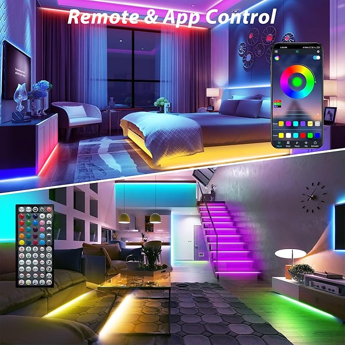 Ledagic Led Lights for Bedroom 250ft (2 Rolls of 125ft) Color Changing RGB Led Strip Lights with 60 Keys Remote and App Control, Music Sync Led Lights for Room Kitchen Party Home Decor