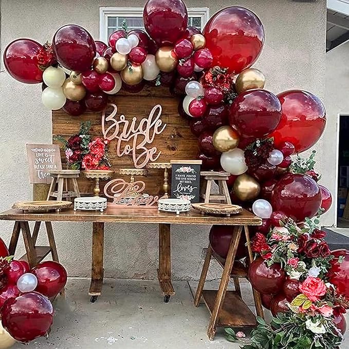 PartyWoo Burgundy Balloons 152 pcs Different Sizes of 18 12 10 5 Inch Dark Chestnut Red Maroon Balloon Arch Kit Garland for Birthday Graduation Anniversary Cherry Casino Party Decorations Red-Y62