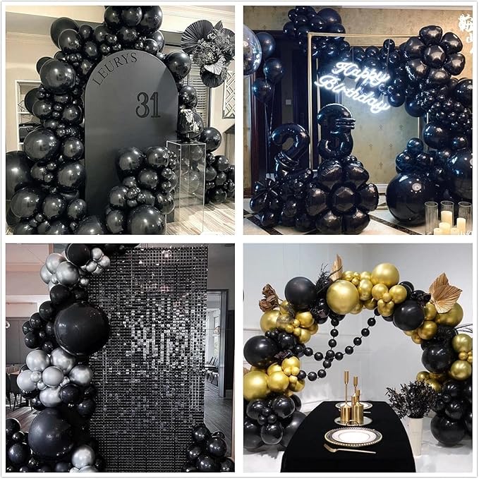 160pcs Black Balloons 12 Inch Matte Latex Balloons for Graduation Birthday Wedding Party Decorations