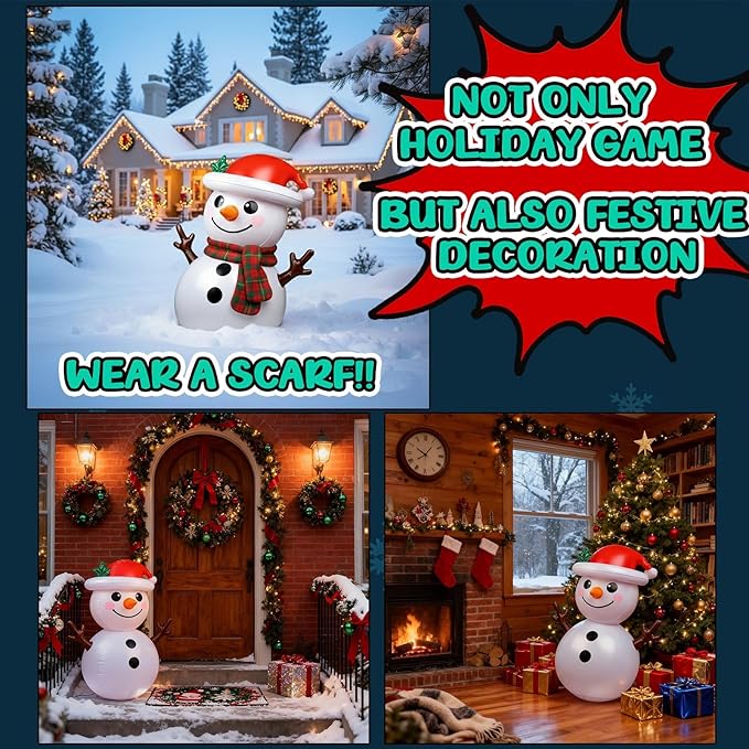 Christmas Games for Family Party, Inflatable Reindeer Ring Toss Game and Wobbling Punching Bag, Fun Christmas Games for Kids and Adults Also Great for Holiday Decoration