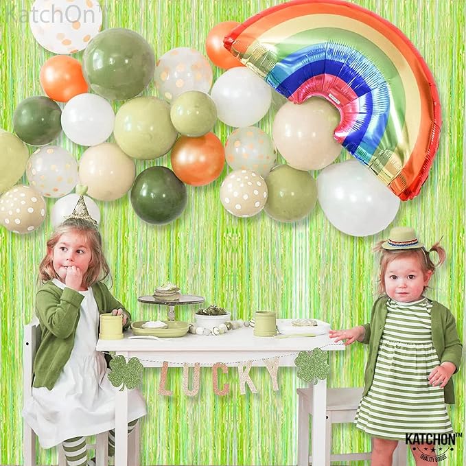 KatchOn, Neon Green Fringe Curtain | Lime Green Streamers for Margs and Matrimony Bachelorette Decorations | Lime Green Tinsel Backdrop for Dinosaur, Glow Party, Summer Party Decorations
