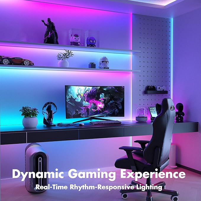 MFWW Smart IC RGB Strip Lights, 32.8FT LED Lights Multiple Colors on One Line, App+Remote Control, Timing, Multimodal, Music Sync, Color Changing Lights for Bedroom, Party Home Decor