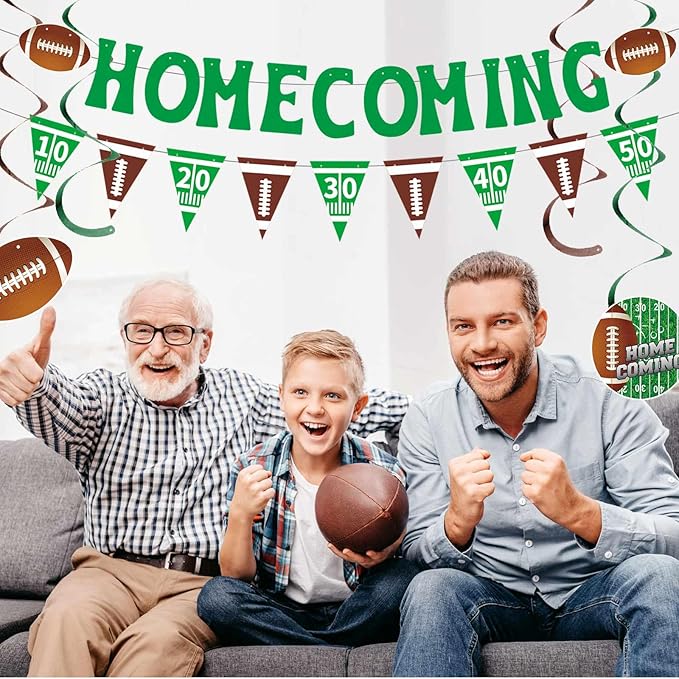 10Pcs Pre-Strung Homecoming Party Decorations Football Game Banner Swirls Hoco Hanging Kit Homecoming Welcome Back to School University Party Decor Supplies