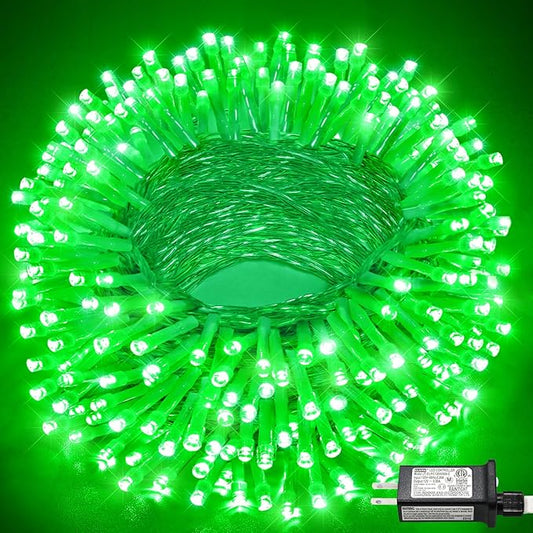 100FT 300 LED Outdoor String Lights, Connectable St Patricks Day Lights Waterproof with 8 Modes, Plug in Clear Wire Twinkle Lights for Indoor Bedroom Home Wedding Patio Decorations, Green
