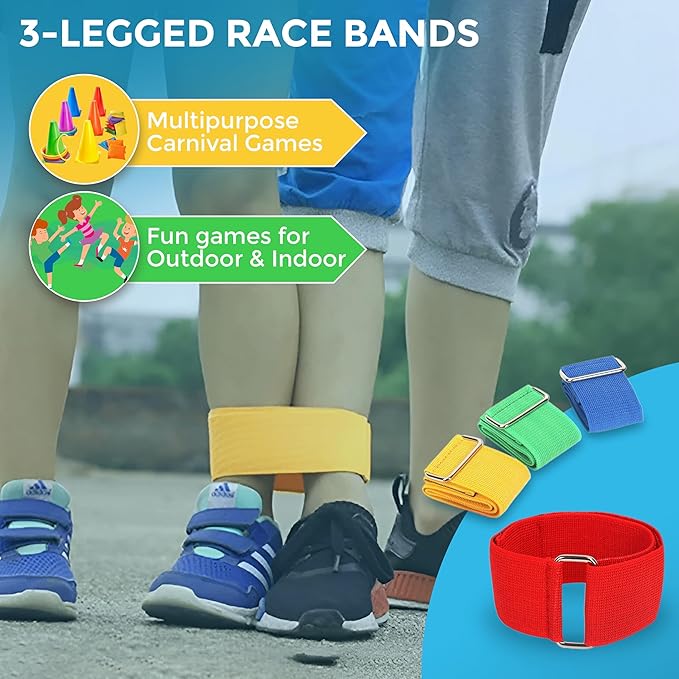 CircleCraft 53 Pcs Outdoor Games for Kids & Adults – Field Day & Lawn Carnival Games | Ring Toss, Bean Bag, Potato Sack Race Bags, Egg Spoon, Relay Race & Yard Game for Christmas and Easter