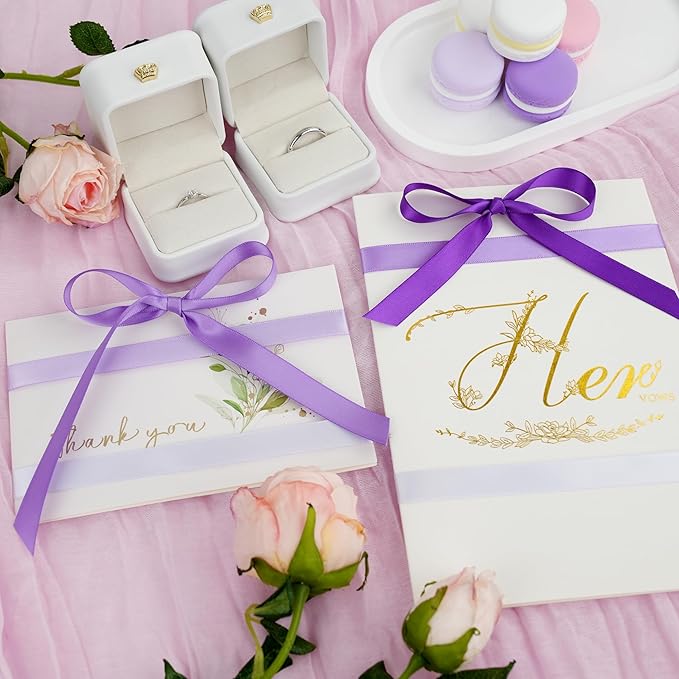 MAYREEL 5 Colors Purple Satin Ribbon 1/2 Inch Thin Ribbon for Gift Wrapping Flower Bouquet Wedding Bridal Shower Crafts Total 50 Yards