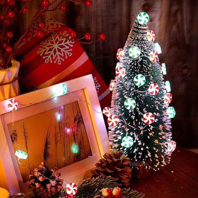 Mudder Candy String Lights Decorarion 10ft with 30 LED 8 Modes Battery Powered Gifts Fairy Lights for Party Classroom Festival Wedding Birthday Bedroom Home Outdoor Indoor(Red and Green)