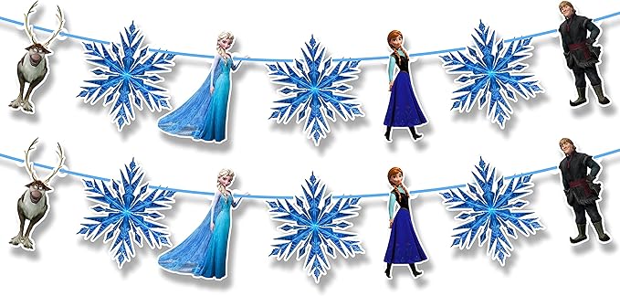 Frozn Garland Decoration – ICY Winter Theme Hanging Garland for Birthday Celebration Setup, Wall and Backdrop Display, Party Room Styling, Photo Area Decoration, and Cool Blue Themed Event Décor