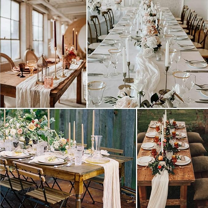 White Cheesecloth Table Runner 10FT Boho Rustic Sheer Cheese Cloth Table Runners 120 Inch Gauze Table Decorations for Wedding Party Bridal Shower Birthday Home Decor