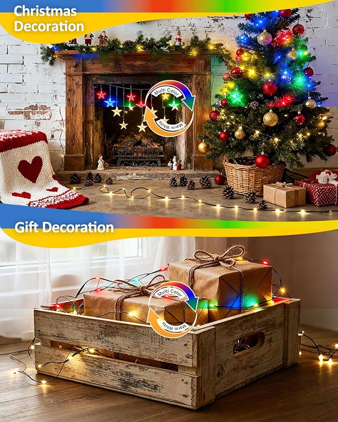 Outdoor String Lights, 328FT 1000 LED Fairy Lights, IP65 Waterproof Outside with Remote, 8 Lighting Modes Dimmable Timer Hanging LED Lamp for Camping Garden Patio Christmas Decor Yard Fence Tree