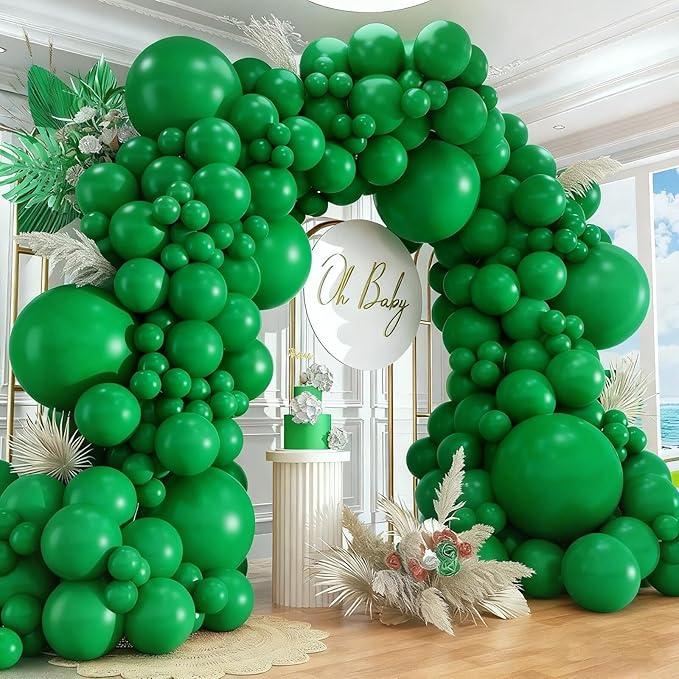 412pcs Dark Green Balloons 18 12 10 5 Inch Dark Green Balloon Garland Arch Kit Different Sizes Matte Latex Balloons for Baby Shower Green Theme Birthday Summer Jungle Forest Party Decoration