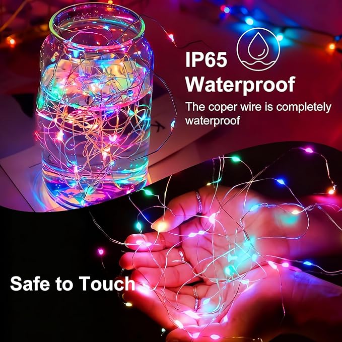 50Pack Fairy Lights Battery Operated, 7ft 20 LED 3 Modes Speed Twinkle Mini String Lights Waterproof Silver Wire Firefly Starry Lights for Mason Jars Wedding Party Christmas Decorations