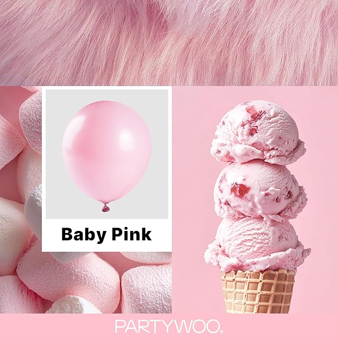 PartyWoo Baby Pink Balloons 152 pcs Different Sizes of 18 12 10 5 Inch Pastel Pale Light Pink Balloons Arch Kit Garland for Baby Shower Gender Reveal Birthday Princess Party Decorations Pink-Q05