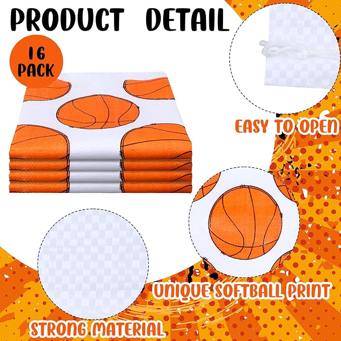 16 Pcs Potato Sack Race Bags Large Basketball Race Bags for Family Outdoor Sport Game Decorations for Adults and Kids Bean Sack Games Set Outside Yard Birthday Party Supplies 40 x 20 Inches