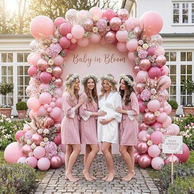 Dusty Rose Balloon Set, 60 Packs 12 Inch Retro Pink Metallic Chrome Rose Gold Pearl Macaron Light Pink Balloons for Girls Birthday Decorations, Bridal Shower, Wedding, Bachelorette Party