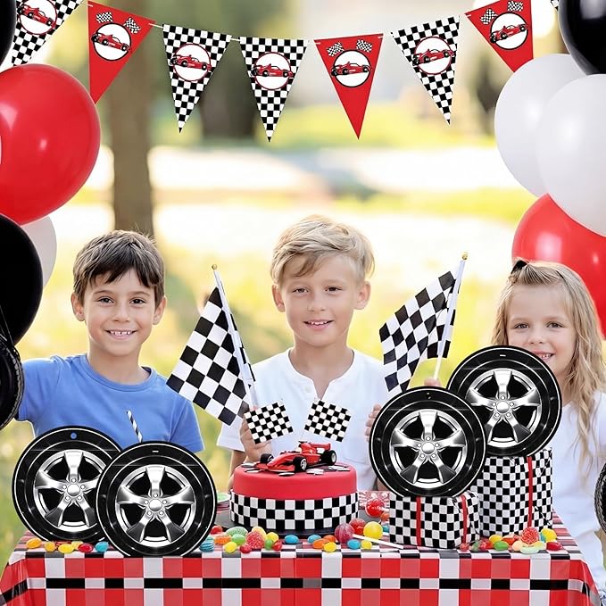 Resurhang 60 Pcs Race Car Treat Bags Zipper Racing Themed Food Goodie Gifts Bags Resealable Sport Themed Snack Candy Containers for Wheels Birthday Party Baby Shower Supplies