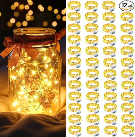 AIKEI 48 Pack LED Fairy Lights Battery Operated, String Lights Waterproof 7 Feet 20 Led Firefly Starry Lamps for Wedding Party Bedroom Garden Christmas Decoration (Warm White, 48 Pack)