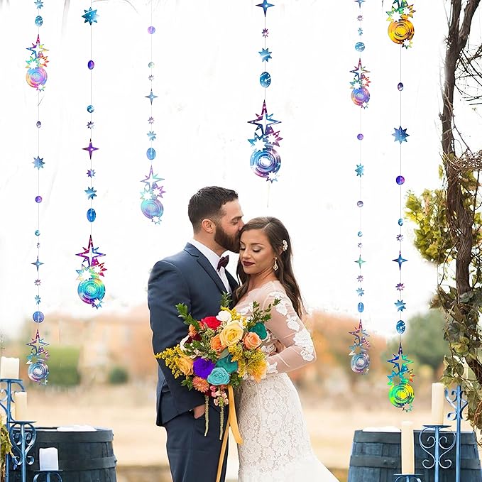 Decor365 Galaxy Party Decorations Aurora Borealis Theme Garland Celestial Hanging Star Garlands Space Banner Starry Night Backdrop Shooting Star Birhday Decor Bachelorette Bridal Party Suppies
