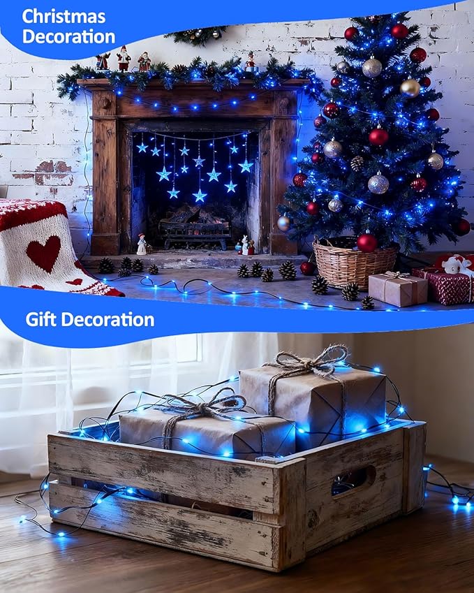 Outdoor String Lights, 328FT 1000 LED Fairy Lights, IP65 Waterproof Outside with Remote, 8 Lighting Modes Dimmable Timer Hanging LED Lamp for Camping Garden Patio Christmas Decor Yard Fence Tree