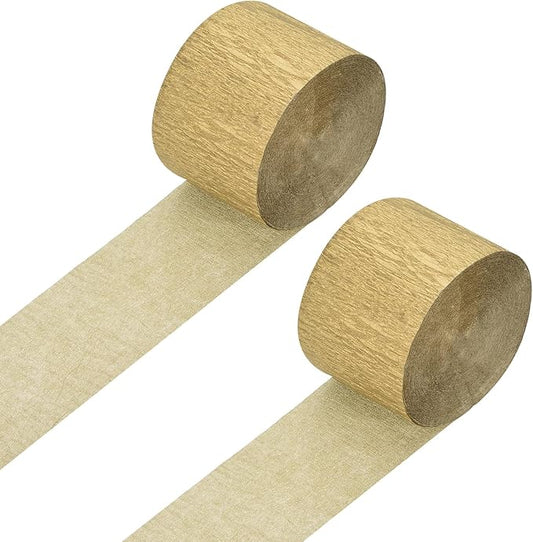 Crepe Paper Roll, Golden Crepe Paper Streamers Sheets, [for Party Streamer Decorations, Birthday Party] - 1.8 Inch x 82 ft / 2 Roll