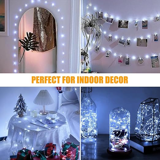 4 Pack Fairy Lights Battery Operated with Remote, 33FT 100LED Waterproof Twinkle String Lights with Timer & 8 Modes,for Indoor Outdoor Patio Garden Wedding Party Christmas Decor-Cool White