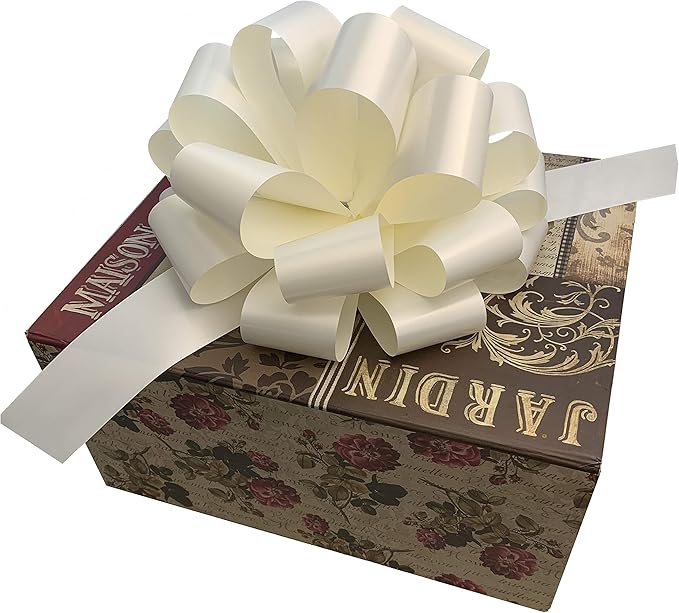 Large Ivory Ribbon Wedding Bows - 9" Wide, Set of 6, Easter, Spring, Reception, Anniversary, Mother's Day, Birthday, Graduation, Baby Showers, Gift Wrap, Basket, Church Decor, School Events, Office