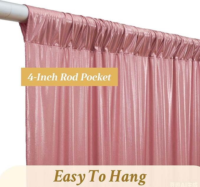 10ft x 10ft Rose Gold Sequin Backdrop Curtains for Party Wedding Shimmer Curtain Backdrop Prom Sparkly Glitter Fabric Photo Backdrop Drapes for Birthday Party Photography Baby Shower 5x10FT, 2 Panels