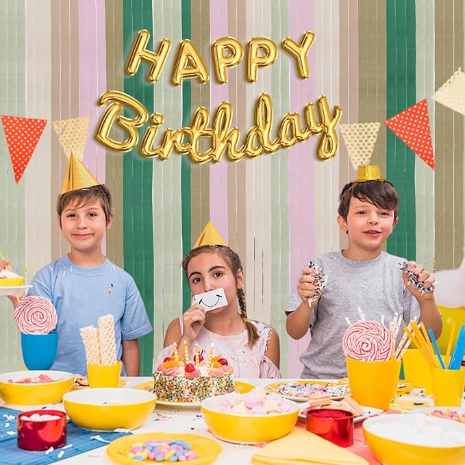 Crepe Paper Streamers Party Decorations - 6 Rolls Grass Green Gold Pink Olive Green Beige Khaki Streamers, Crepe Paper Rolls for Birthday Wedding Party