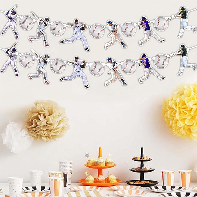 Baseball Garland Decoration – Sports Theme Birthday Party Supplies for Boys and Adults – Hanging Banner Garland for Baseball Fans – Durable Party Decoration for Birthday and Team Celebrations