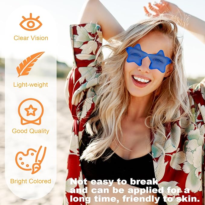 REHALY 8/12 Pairs Star Shaped Sunglasses Rimless Candy Star Sunglasses Pentagram Glasses for Women Men Party Streetwear