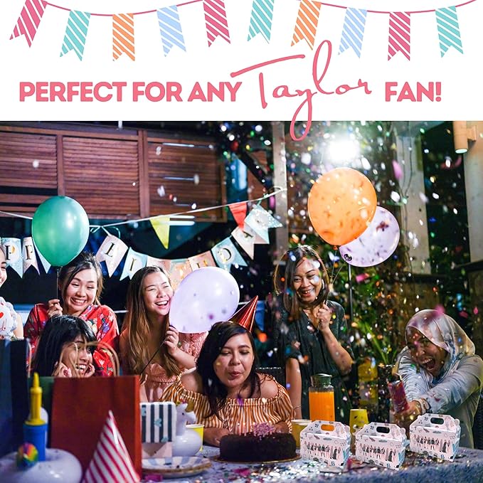 Echoglimmer 24 PCS Taylor Party Favors Boxes Goodie Bags | Popular Music Goodies Boxes with Handles | Birthday Party Favors | Music Singer Taylor Themed Favors